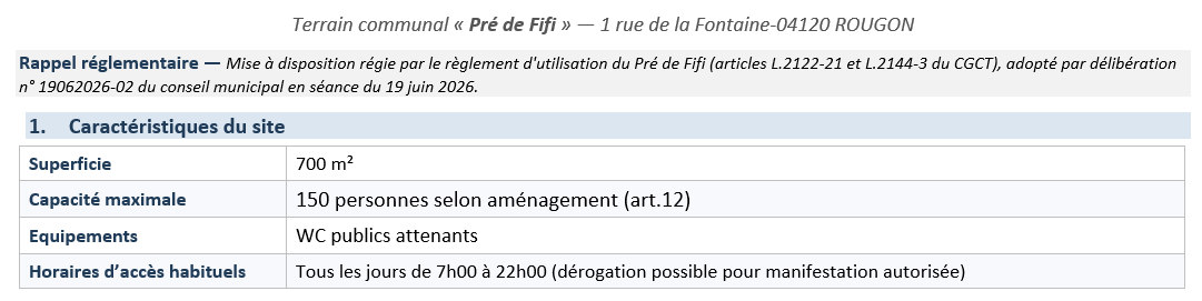 Caractéristiques Pré de Fifi